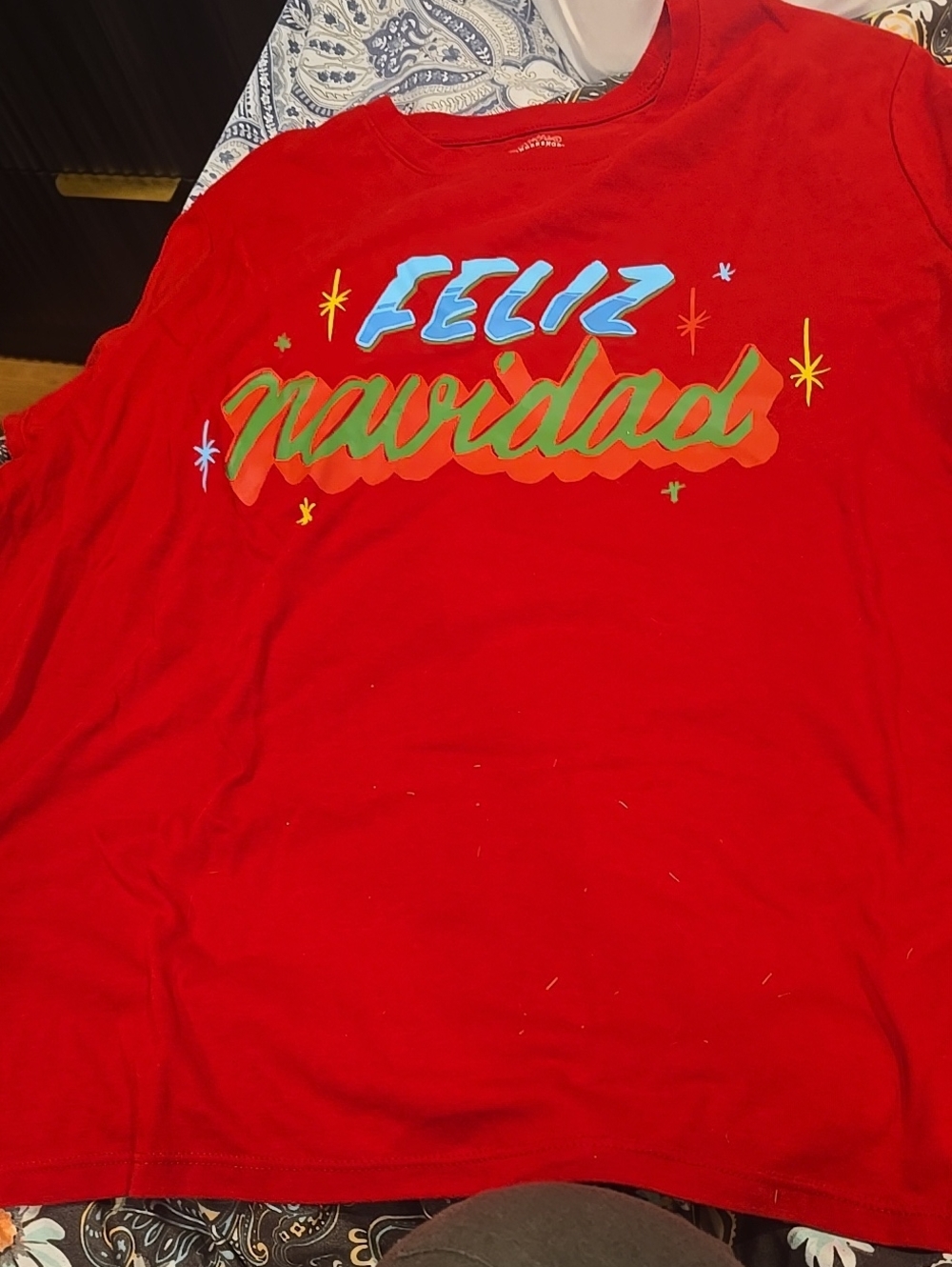 ❤️10/$10 Feliz Navidad Red Womens Graphic T-Shirt